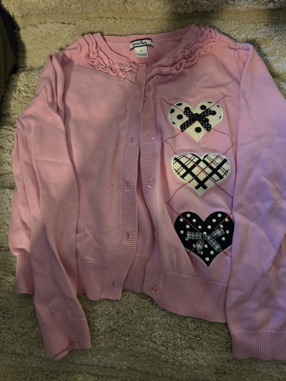 Hartstrings Pink Cardigan with Heart Patch Detail